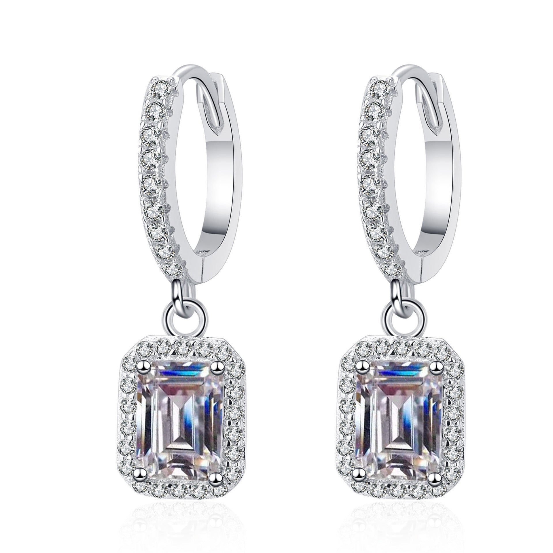 925 Sterling Silver Emerald Earrings