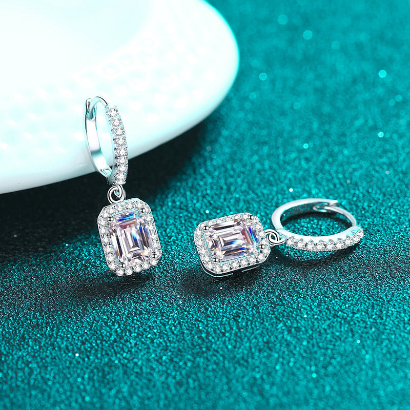 925 Sterling Silver Emerald Earrings
