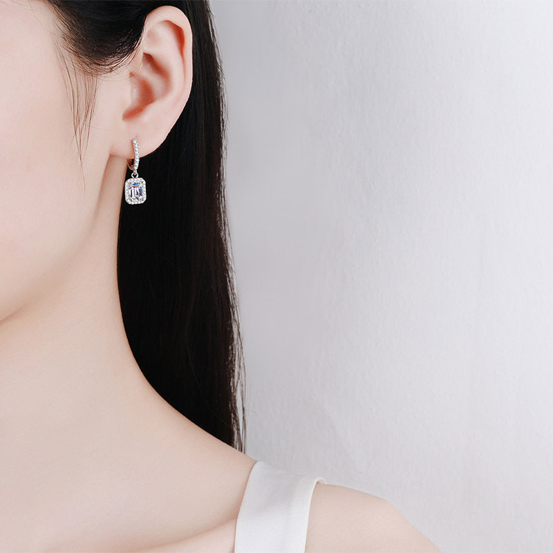 925 Sterling Silver Emerald Earrings